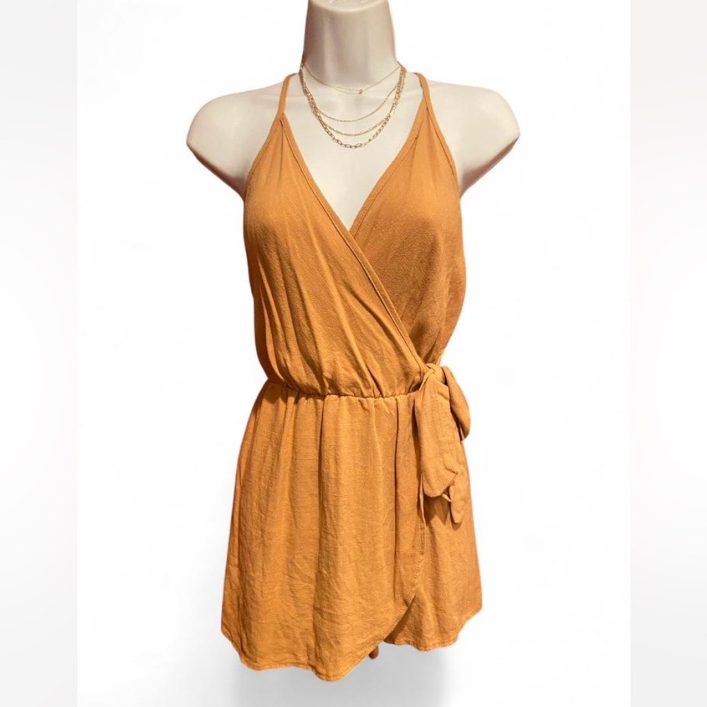 See You Monday Tan Wrap Dress